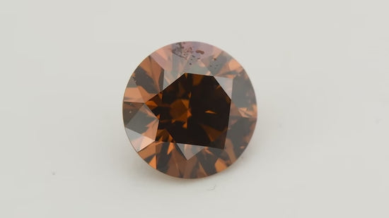 0.81 Carat Fancy Deep Brown Orange Round Diamond SI1 GIA