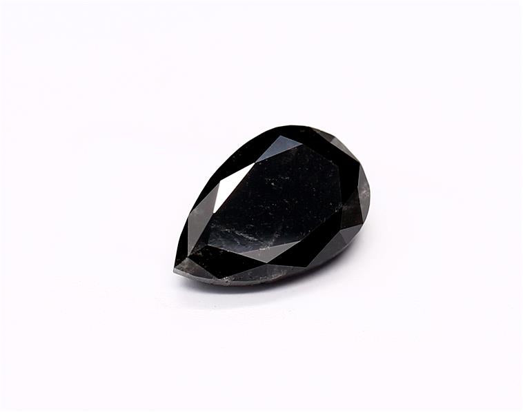 1.46 Carat Natural Black Pear Diamond GIA