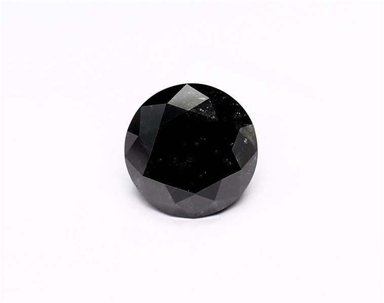 1.79 Carat Natural Black Round Diamond GIA