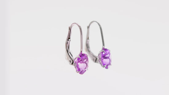 Pink Sapphire Oval Drop Earrings