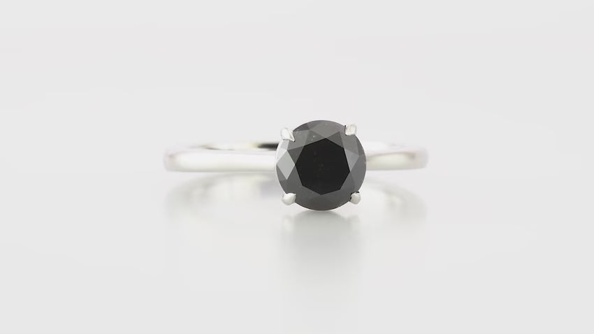 Natural Fancy Black Round Diamond Solitaire Ring