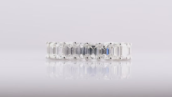 Platinum Emerald-Cut Diamond Full Eternity Band Ring