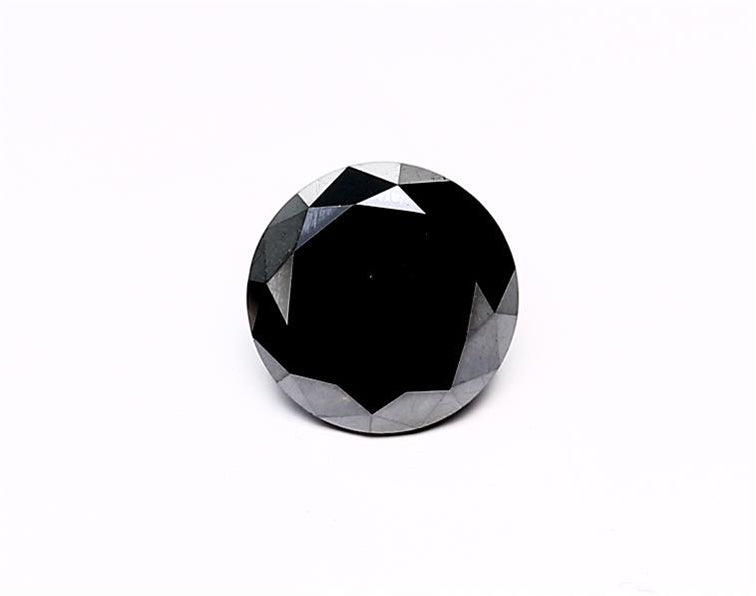 1.65 Carat Natural Black Round Diamond GIA