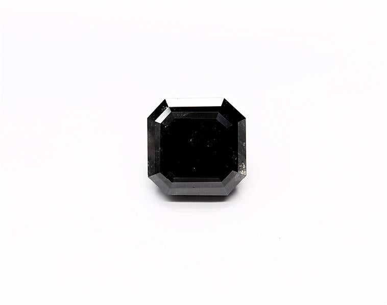 2.81 Carat Natural Black Sq emerald Diamond GIA