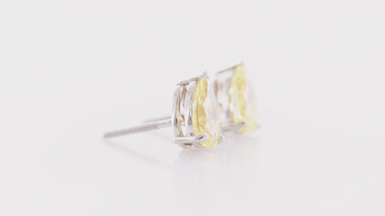 Fancy Yellow Pear Diamond Stud Earrings