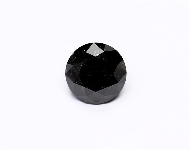 3.13 Carat Natural Black Round Diamond GIA