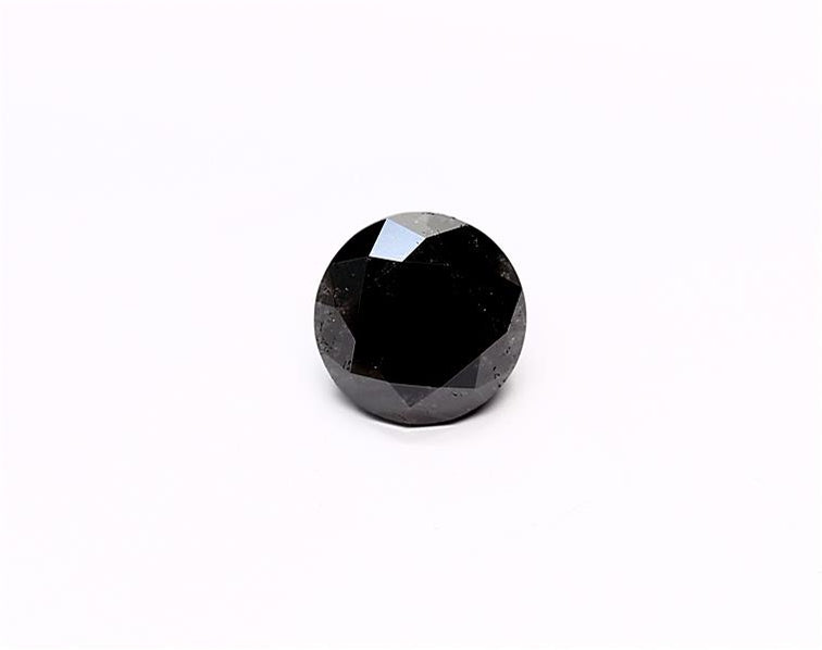 1.77 Carat Natural Black Round Diamond GIA