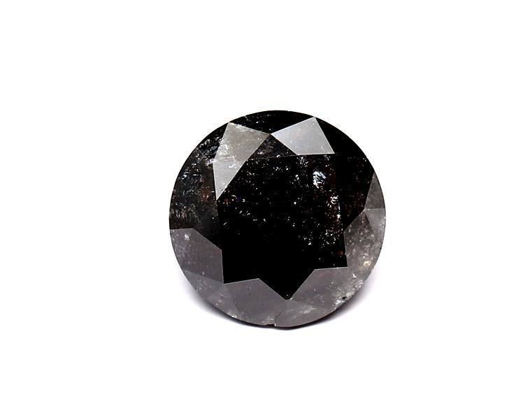 2.62 Carat Natural Black Round Diamond GIA