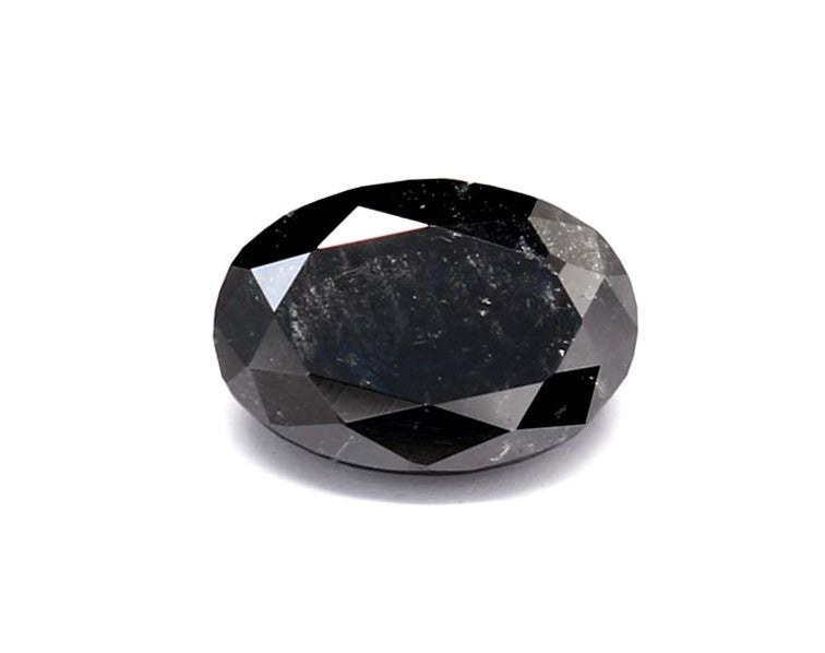 0.53 Carat Natural Black Oval Diamond GIA