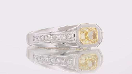 Fancy Yellow Radiant Diamond Men's Ring