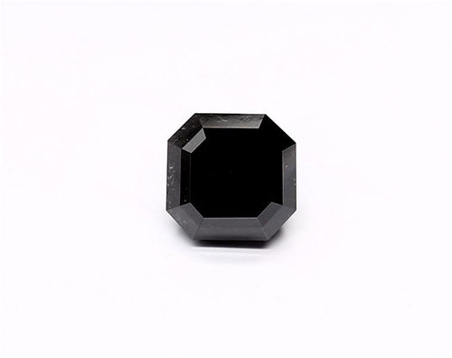 1.76 Carat Natural Black Sq emerald Diamond GIA