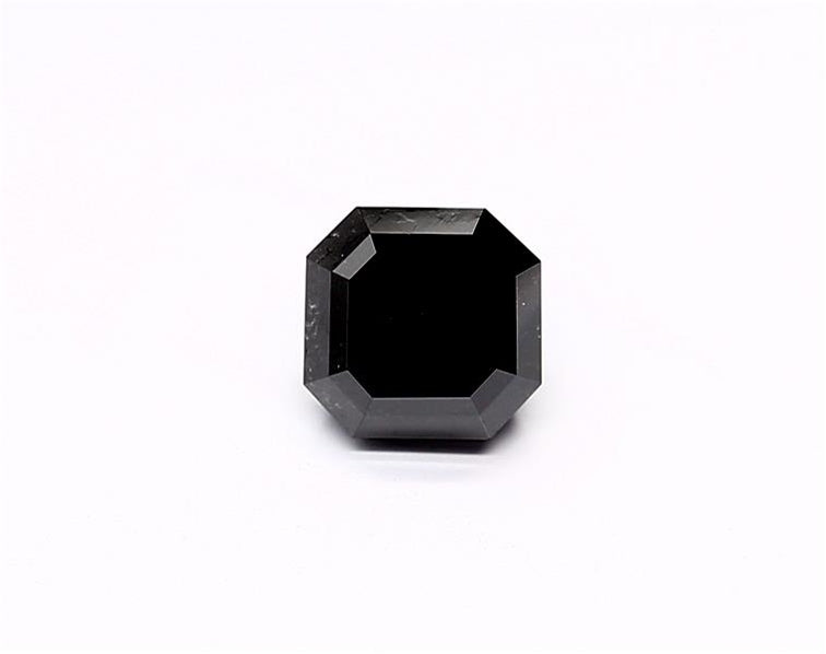 1.76 Carat Natural Black Sq emerald Diamond GIA