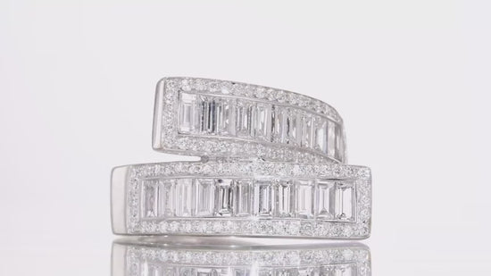 Cross Over Baguette Colorless Half Eternity Ring