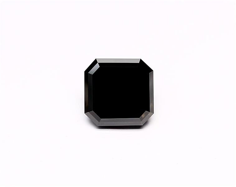 1.62 Carat Natural Black Sq emerald Diamond GIA