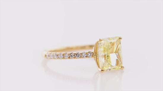 Fancy Yellow Radiant Diamond Side-stone Ring VVS1 GIA