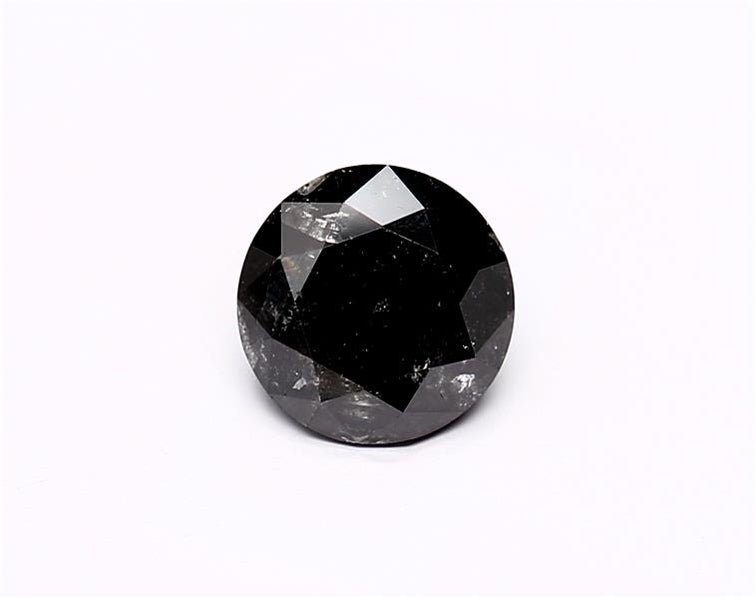 1.53 Carat Natural Black Round Diamond GIA