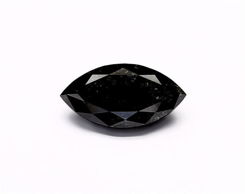 3.66 Carat Natural Black Marquise Diamond GIA