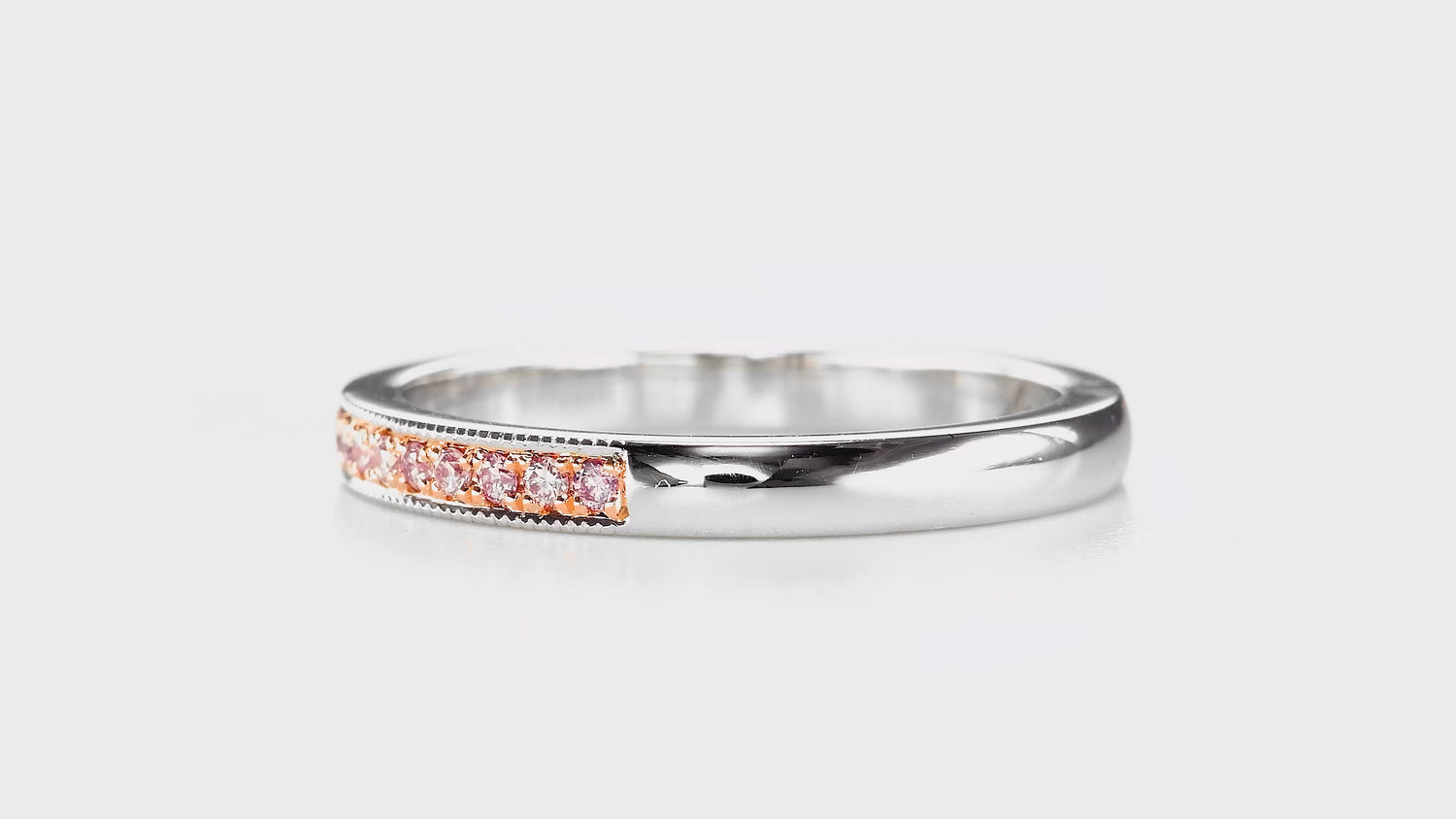 Fancy Light Pink Round Brilliant Diamond Milgrain Ring
