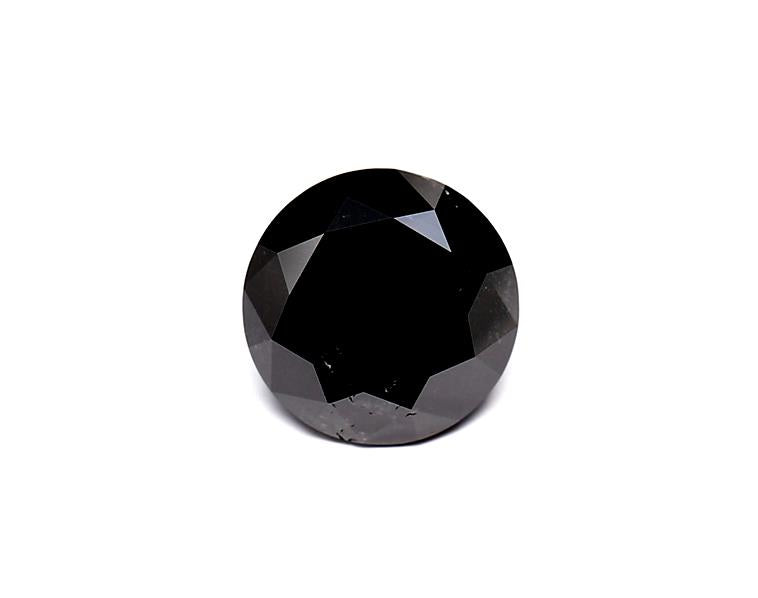 1.85 Carat Natural Black Round Diamond GIA