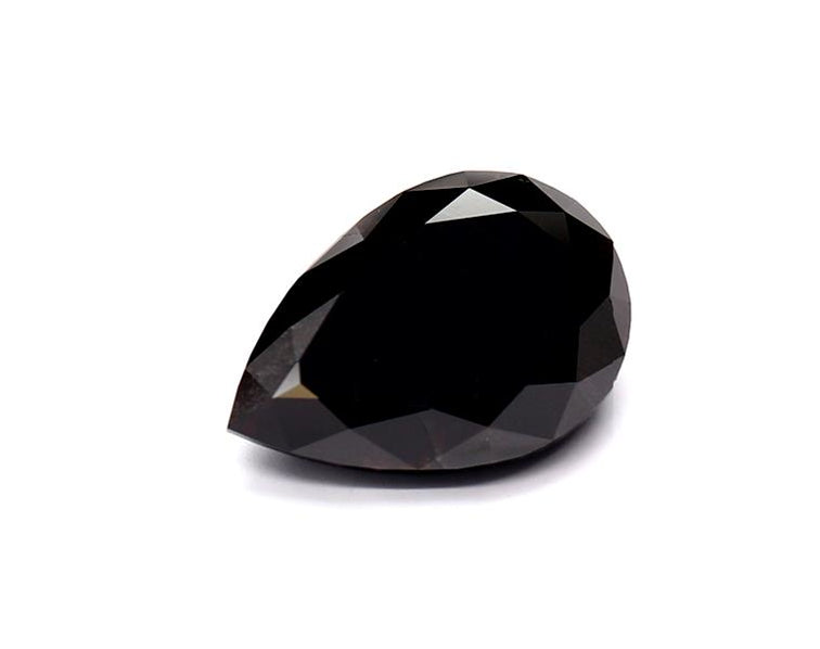 3.62 Carat Natural Black Pear Diamond GIA