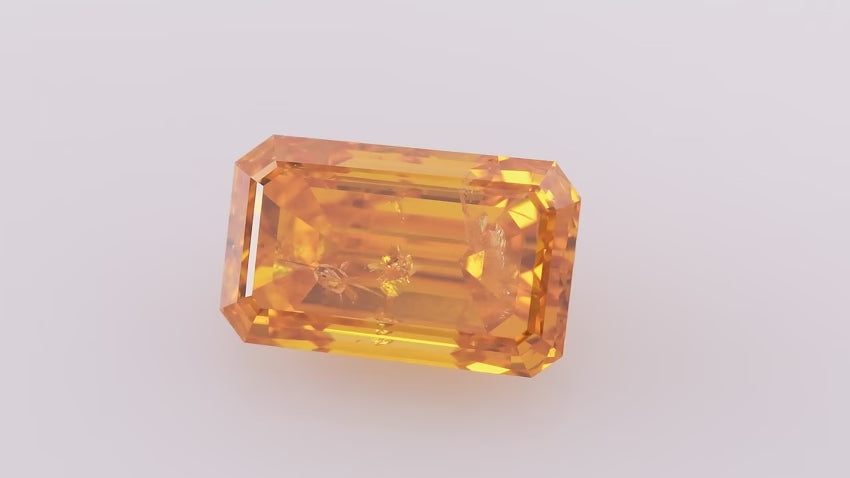 1.10 Carat Fancy Vivid Orange Emerald Diamond I2 GIA | LEIBISH