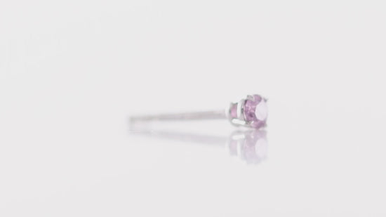 Fancy Intense Pink Purple Round Diamond Single Stud Earring