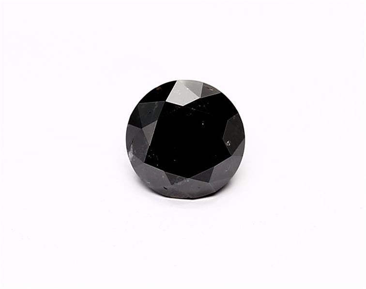 1.42 Carat Natural Black Round Diamond GIA