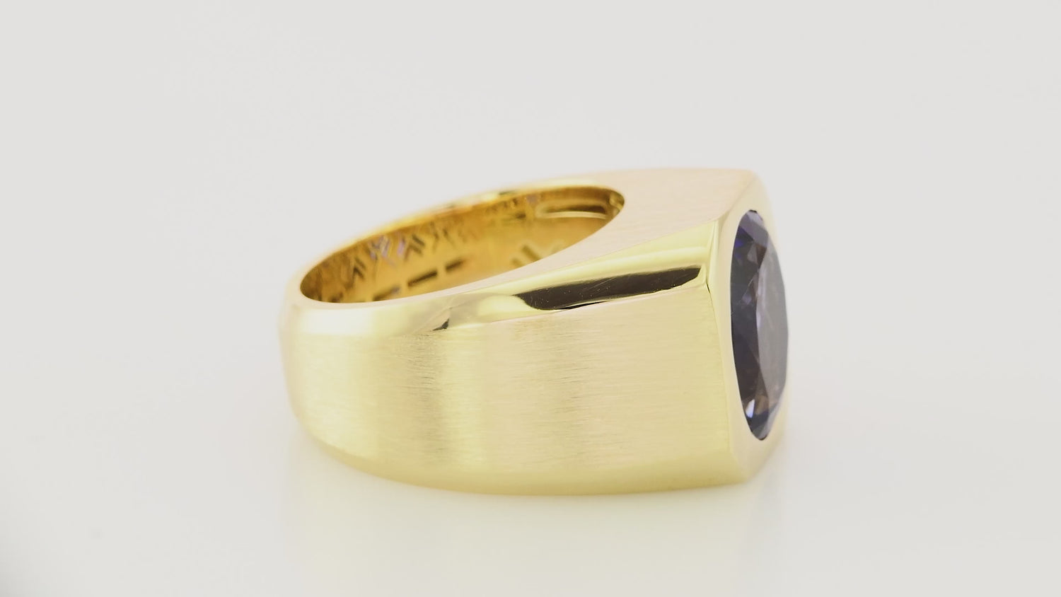 Violet Blue Oval Tanzanite Pinky Men's Ring