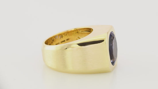 Violet Blue Oval Tanzanite Pinky Men's Ring