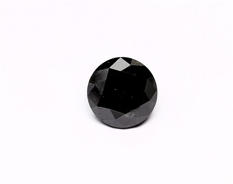 1.71 Carat Natural Black Round Diamond GIA