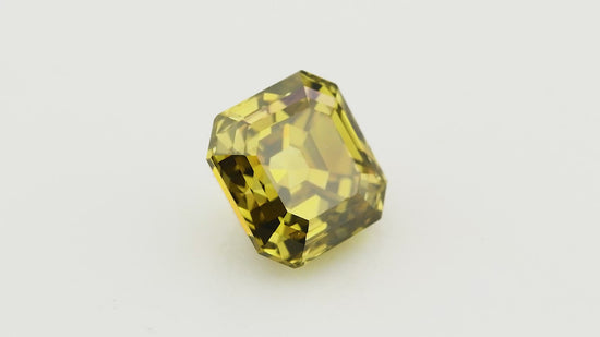 0.56 Carat Fancy Deep Brownish Greenish Yellow Asscher Diamond VS2 GIA