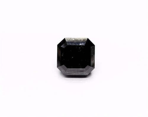3.88 Carat Natural Black Sq emerald Diamond GIA