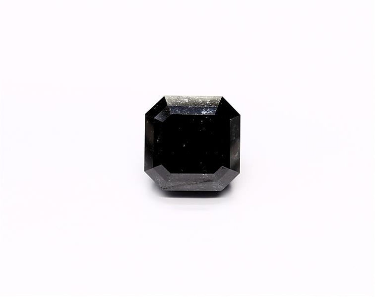 3.88 Carat Natural Black Sq emerald Diamond GIA