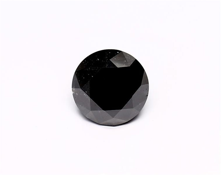 1.53 Carat Natural Black Round Diamond GIA