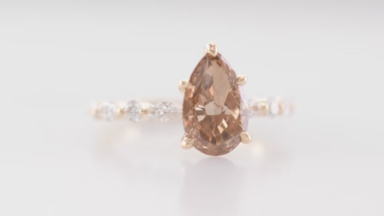 Fancy Deep Brown Pear Diamond Side-Stone Ring