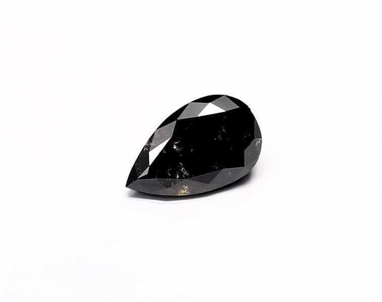 2.92 Carat Natural Black Pear Diamond GIA