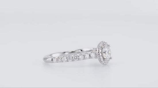 Colorless Round Brilliant Diamond Halo Ring