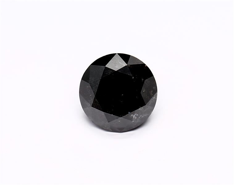 1.75 Carat Natural Black Round Diamond GIA