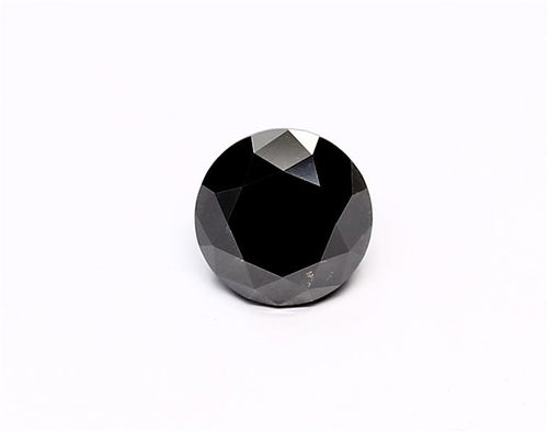 1.63 Carat Natural Black Round Diamond GIA