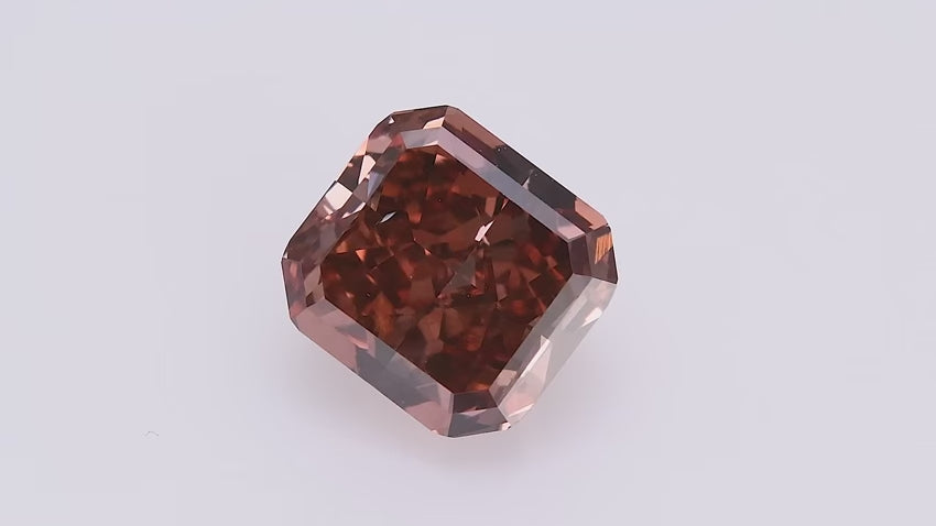 1.55 Carat Fancy Deep Brownish Pinkish Orange Radiant Diamond VS2