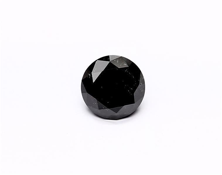 1.61 Carat Natural Black Round Diamond GIA