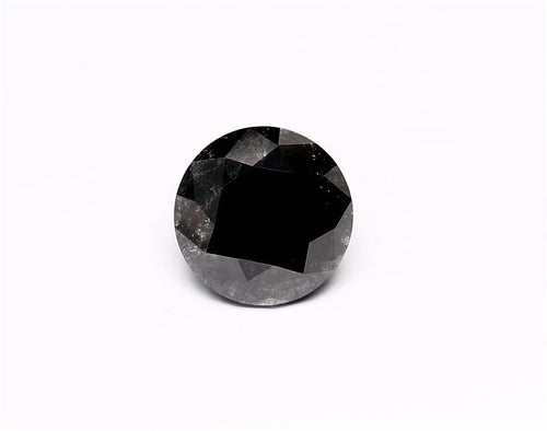 1.58 Carat Natural Black Round Diamond GIA