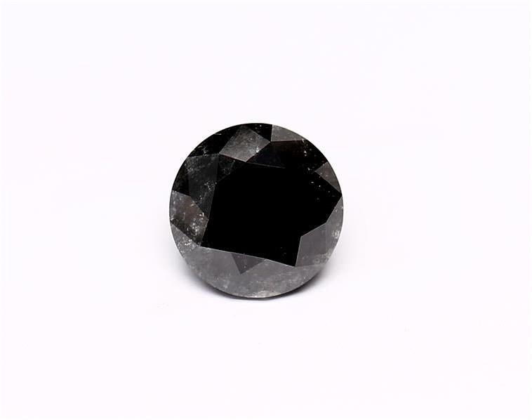 1.58 Carat Natural Black Round Diamond GIA