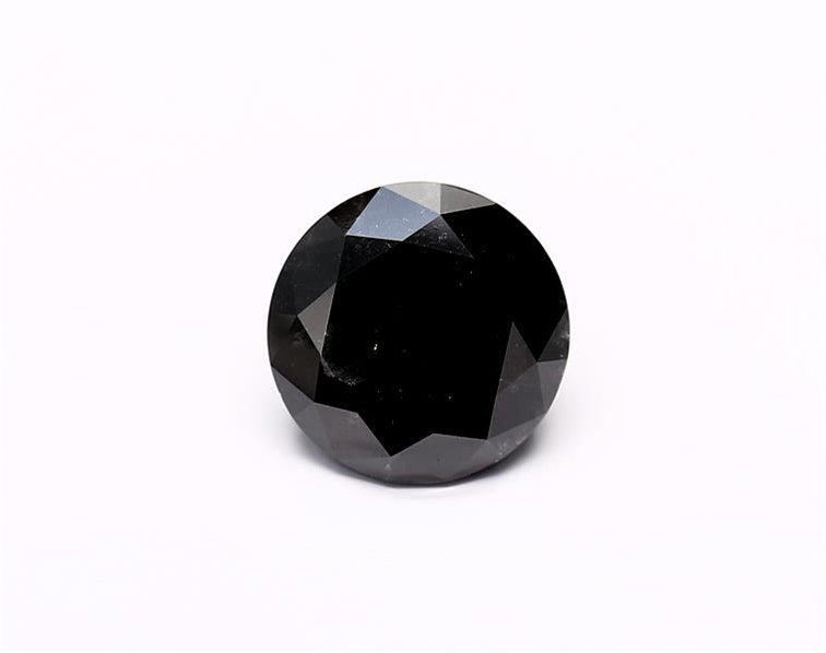 3.63 Carat Natural Black Round Diamond GIA