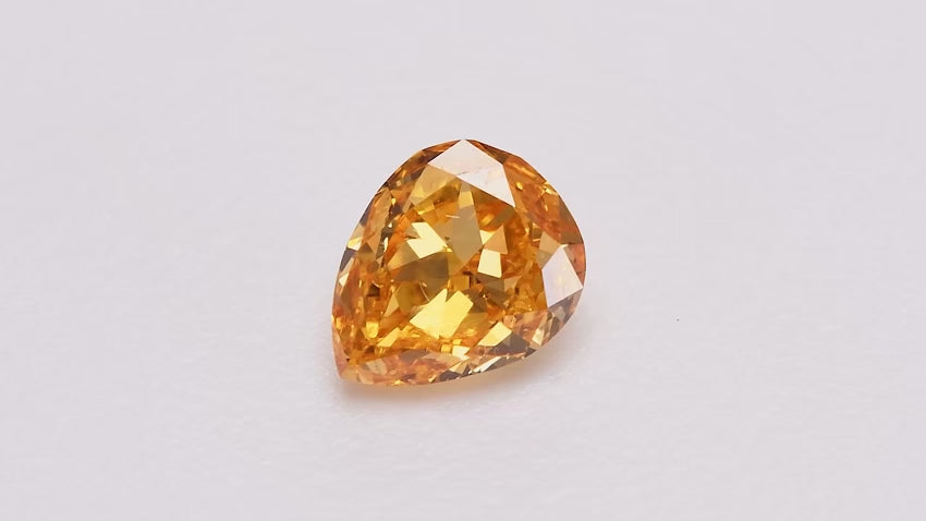 0.36 Carat Fancy Vivid Orange Yellow Pear Diamond SI1 GIA | LEIBISH