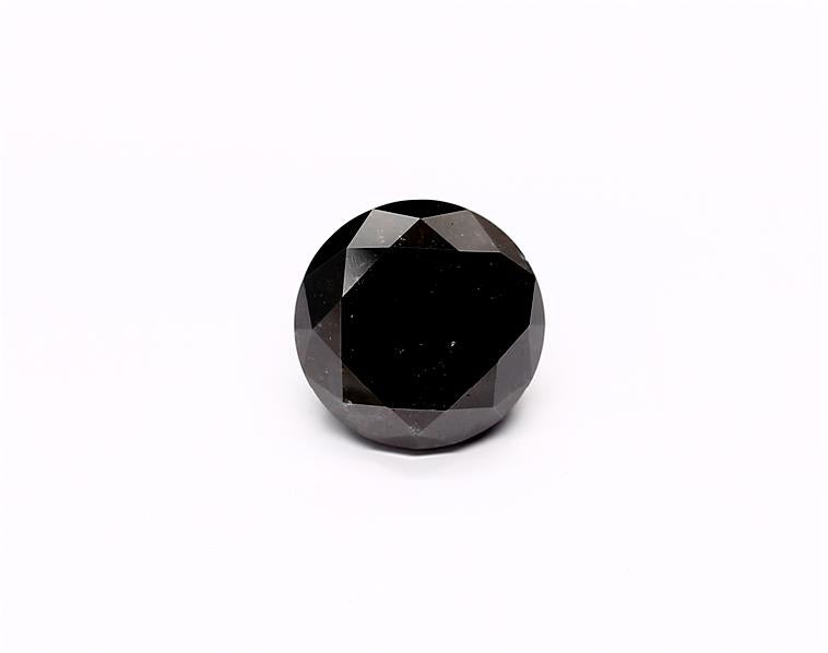 3.46 Carat Natural Black Round Diamond GIA