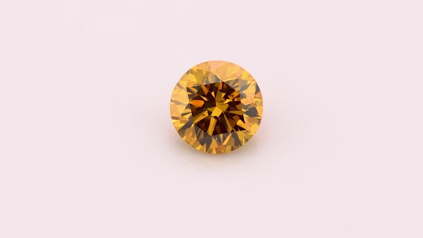 0.60 Carat Fancy Deep Yellow Orange Round Brilliant Diamond SI2