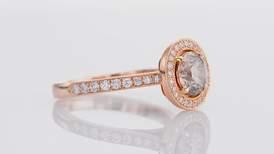 Fancy Yellowish Brown Diamond Halo Engagement Ring