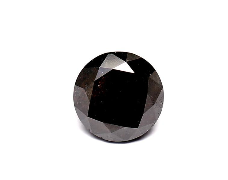 1.67 Carat Natural Black Round Diamond GIA