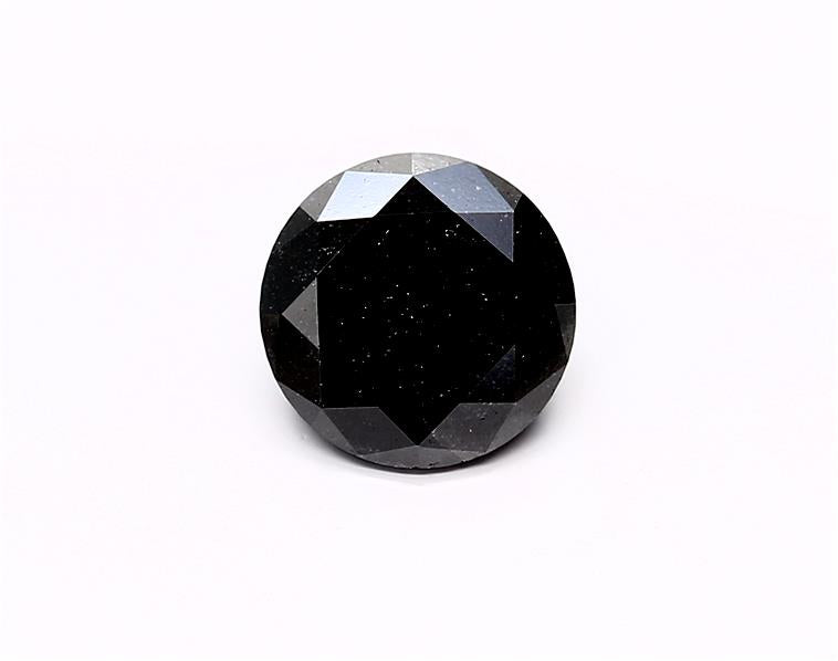 2.84 Carat Natural Black Round Diamond GIA